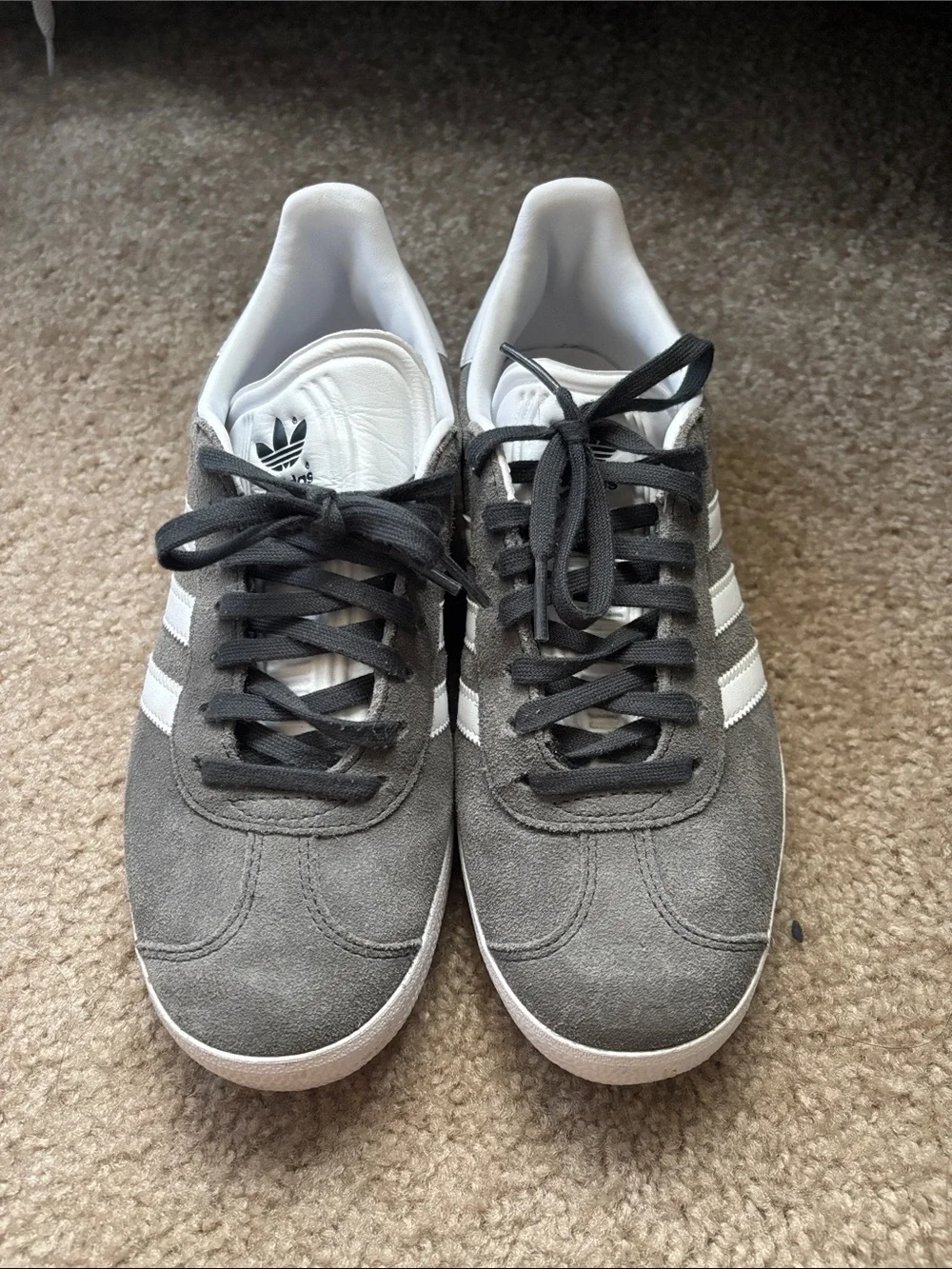 adidas Gray Gazelle Low-Top Sneakers with White Stripes